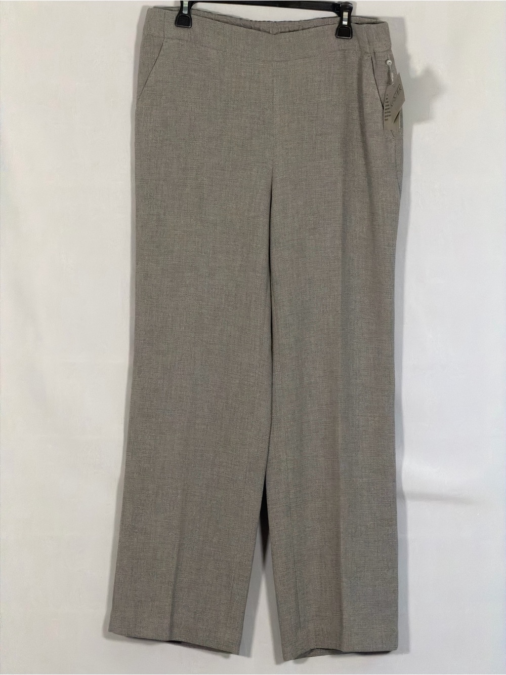 Kasper NWT Pebble Gray Straight Leg Career Dress Pants Elastic Back Waist L